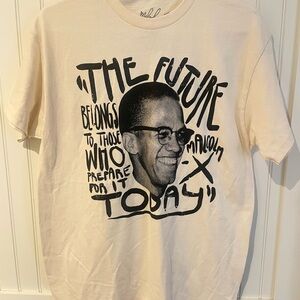 Malcolm X Cream Graphic T-Shirt NWOT Medium